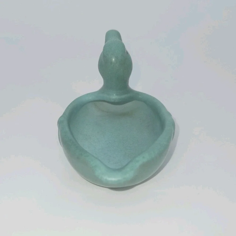 Weller Pottery Duck Pin Tray Turquoise Green Art Pottery 1930s Signed Vintage